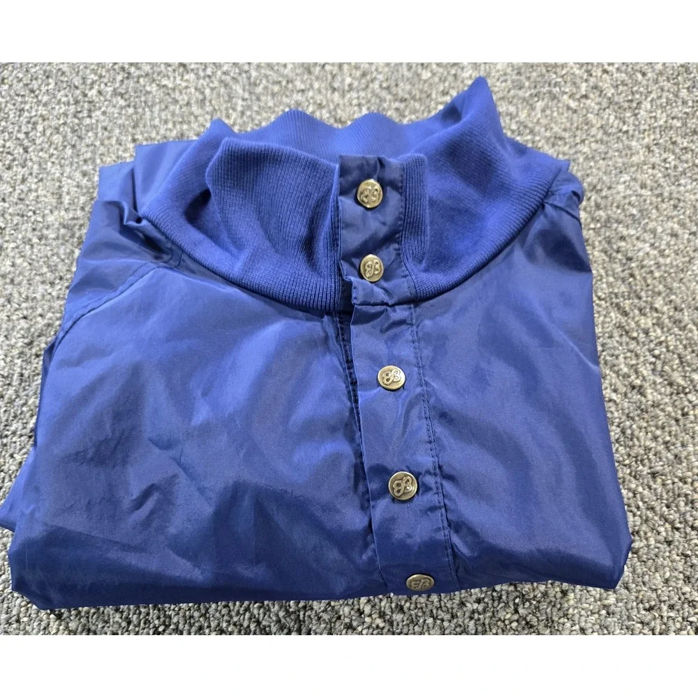 Vintage Eddie Bauer Black Label w Gold Script Nylon Windbreaker Jacket  XXL Blue